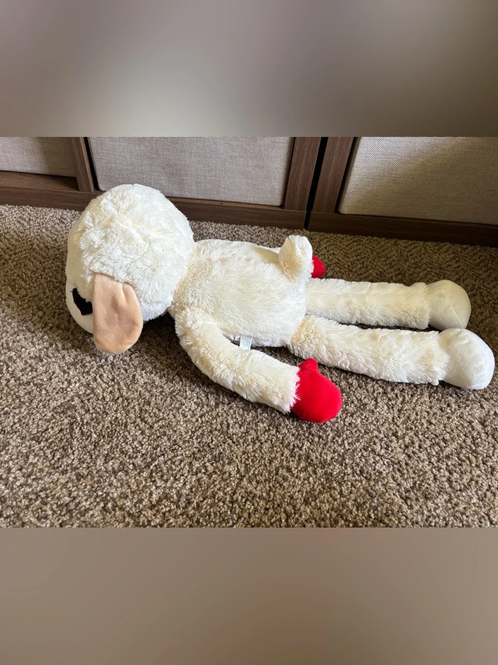 20” LambChop Plush with Red Mittens with Squeaker Dog Toy